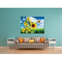 Tablou Canvas Flori Craiova - Fluture si floarea soarelui - Persona Design 