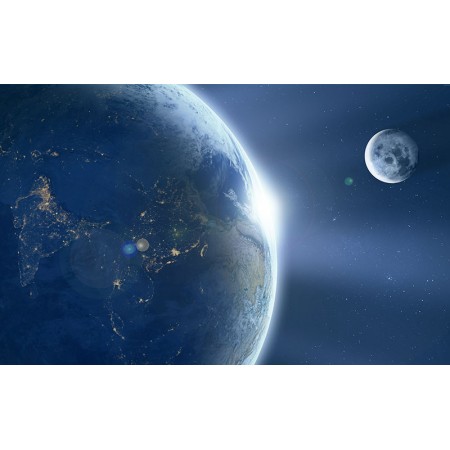 Fototapet Astronomie Personalizat - Terra si Luna